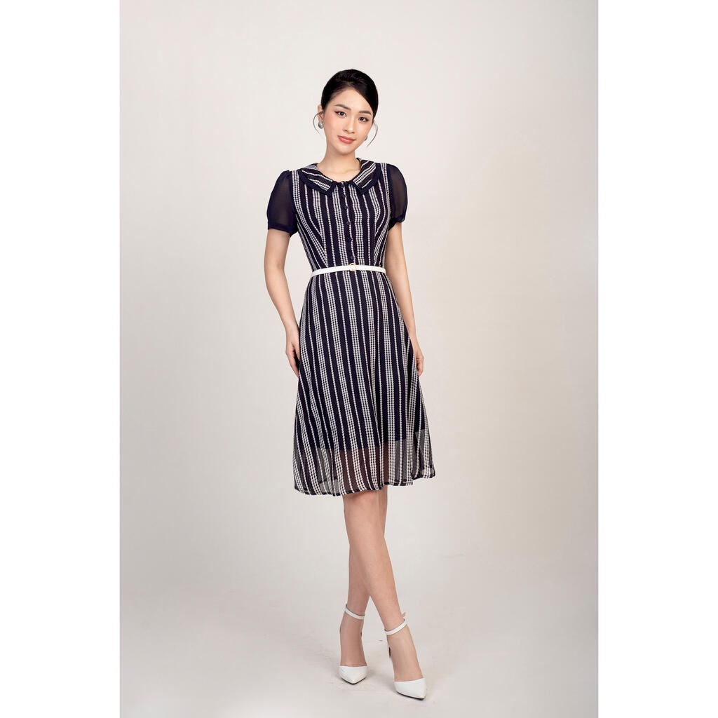 Đầm suông cổ sen, hai lớp MMOutfit M-DA060121099