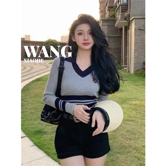 Áo Dệt Kim Tay Dài Cổ polo Thời Trang Thu Đông Dành Cho Nữ