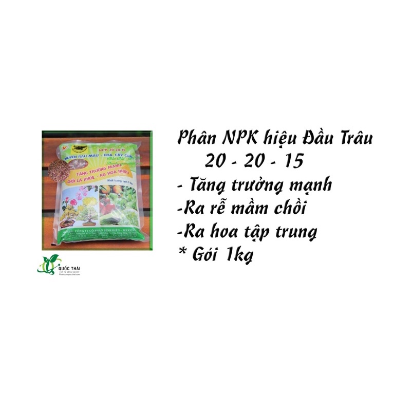 NPK Tan Chậm Đầu Trâu 20 20 15 Thế Hệ Mới,Bao 1Kg