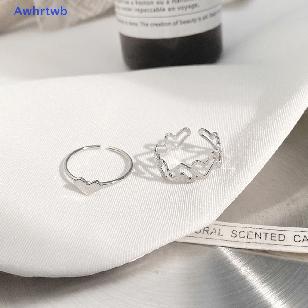 Set 2 Nhẫn Hở Họa Tiết Trái Tim Thời Trang Mới