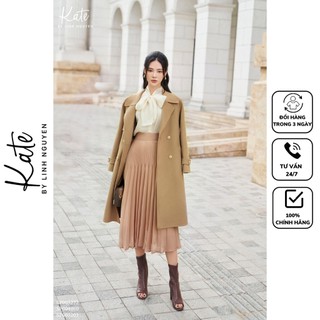 Áo mangto dạ nâu 5272 chân váy tơ dập ly lá nhỏ 5203 thời trang thiết kế Kate by Linh Nguyen