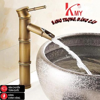 Vòi Lavabo đồng thau giả cổ dóng tre