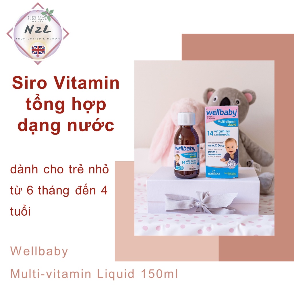 Siro Vitamin tổng hợp dạng nước dành cho trẻ nhỏ từ 6 tháng đến 4 tuổi Wellbaby Multi-vitamin Liquid 150ml