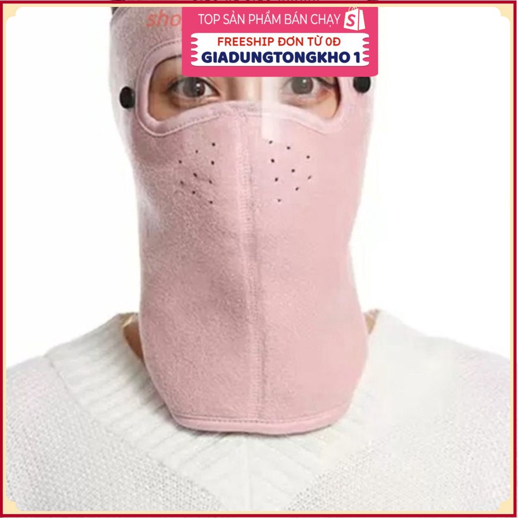 (Bán Buôn Sỉ) Khẩu trang ninja kín cổ 2in1 lót nỉ chống mưa gió lạnh bảo vệ mắt T2