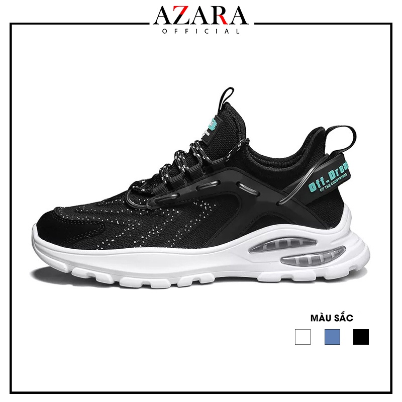 Giày Thể Thao Nam AZARA- Sneaker Màu Đen - Xanh - Trắng, Giày Chạy Bộ Thiết kế Thể Thao, Đế chống mài mòn- G5055