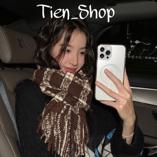 LOẠI 1 -KHĂN LEN QUÀNG CỔ KẺ CARO VINTAGE HÀN QUỐC CAM CAM