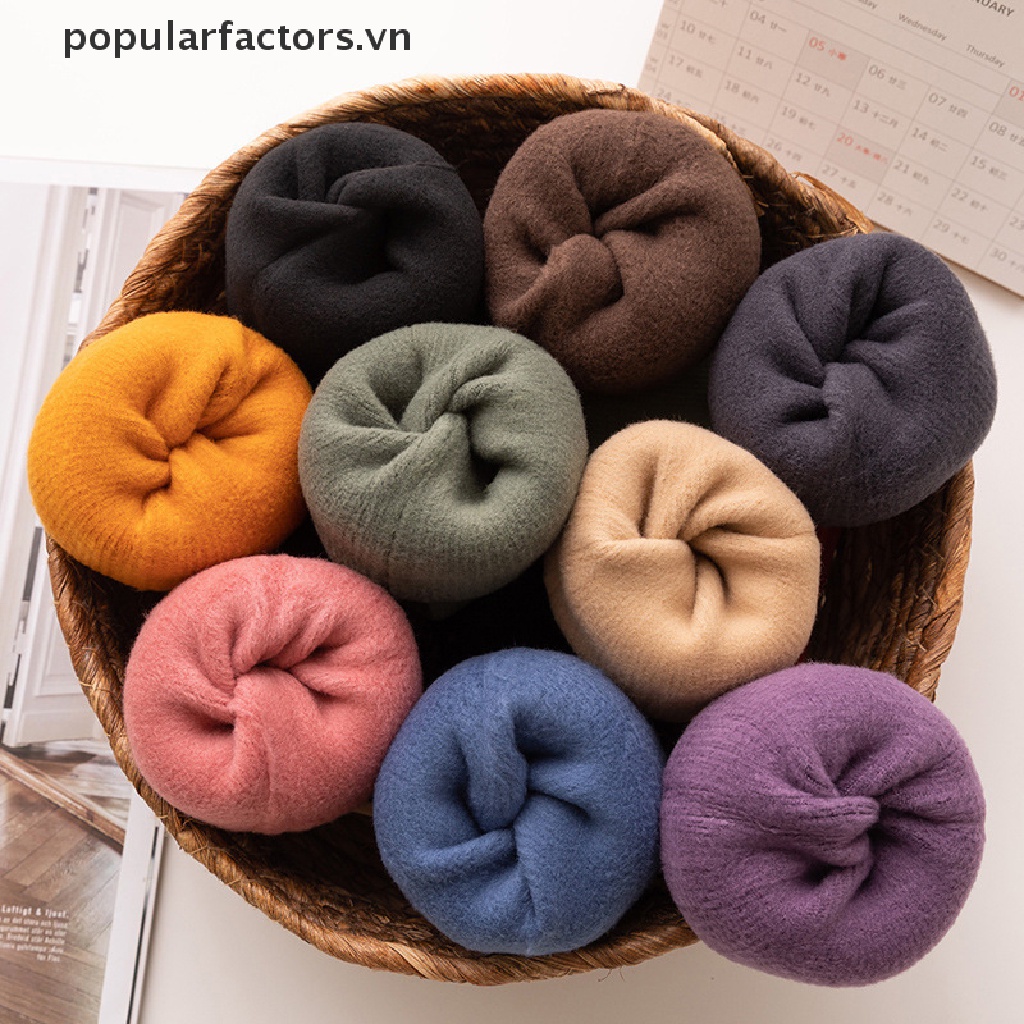 1 Đôi Tất Nhung Dày Giữ Ấm Mùa Đông Kẻ Sọc Màu Trơn Cho Nữ