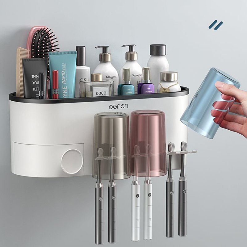 Kệ Phòng Tắm OENON, Giá Treo Bàn Chải Kem Đánh Răng Kèm Cốc Và Miếng Dán Tường - OE041