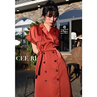 CEE RI - Váy lụa cao cấp cổ vest kèm dây thắt eo ( Ảnh Thật - Chính Chủ )