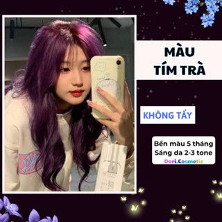 Thuốc Nhuộm Tóc Màu TÍM TRÀ . Combo thuốc nhuộm tóc tại nhà tặng kèm Oxy