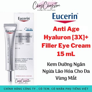 [TEM CTY] Kem Mắt EUCERIN Hyaluron [3X]+ Filler Eye Cream SPF15 15mL -  Kem Dưỡng Ngăn Ngừa Lão Hóa Vùng Mắt