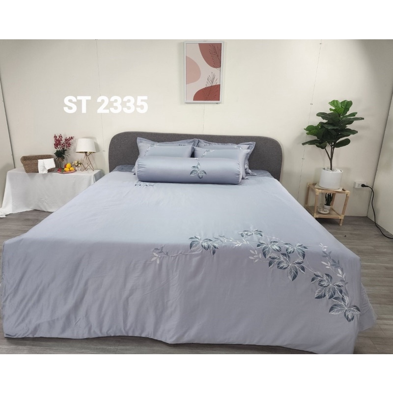 Bộ chăn ga gối Satin thêu cao cấp Elan ST 2335