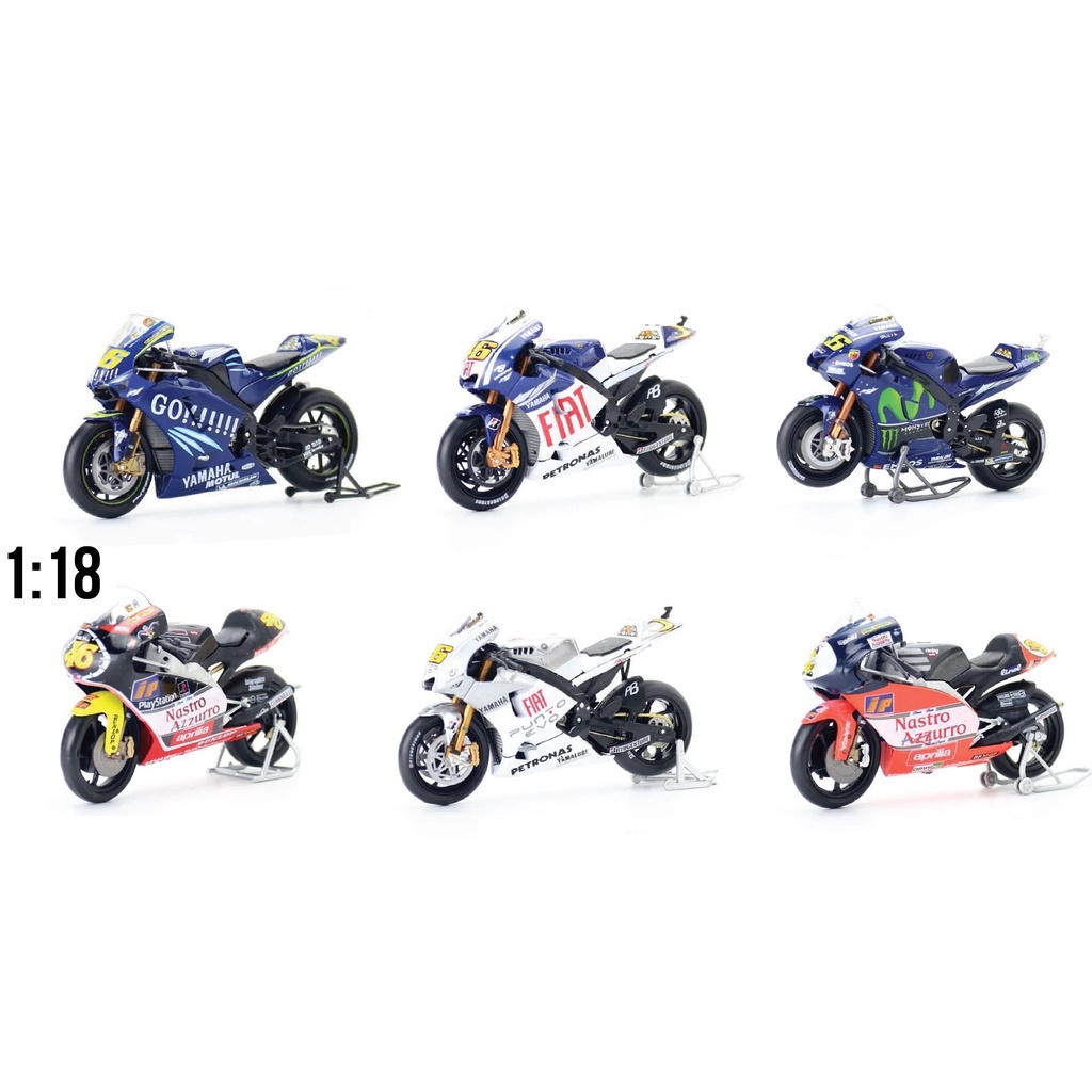 Mô hình xe mô tô GP Aprilla RSW250, Yamaha YZR-M1 tỉ lệ 1:18 Leo models 8172