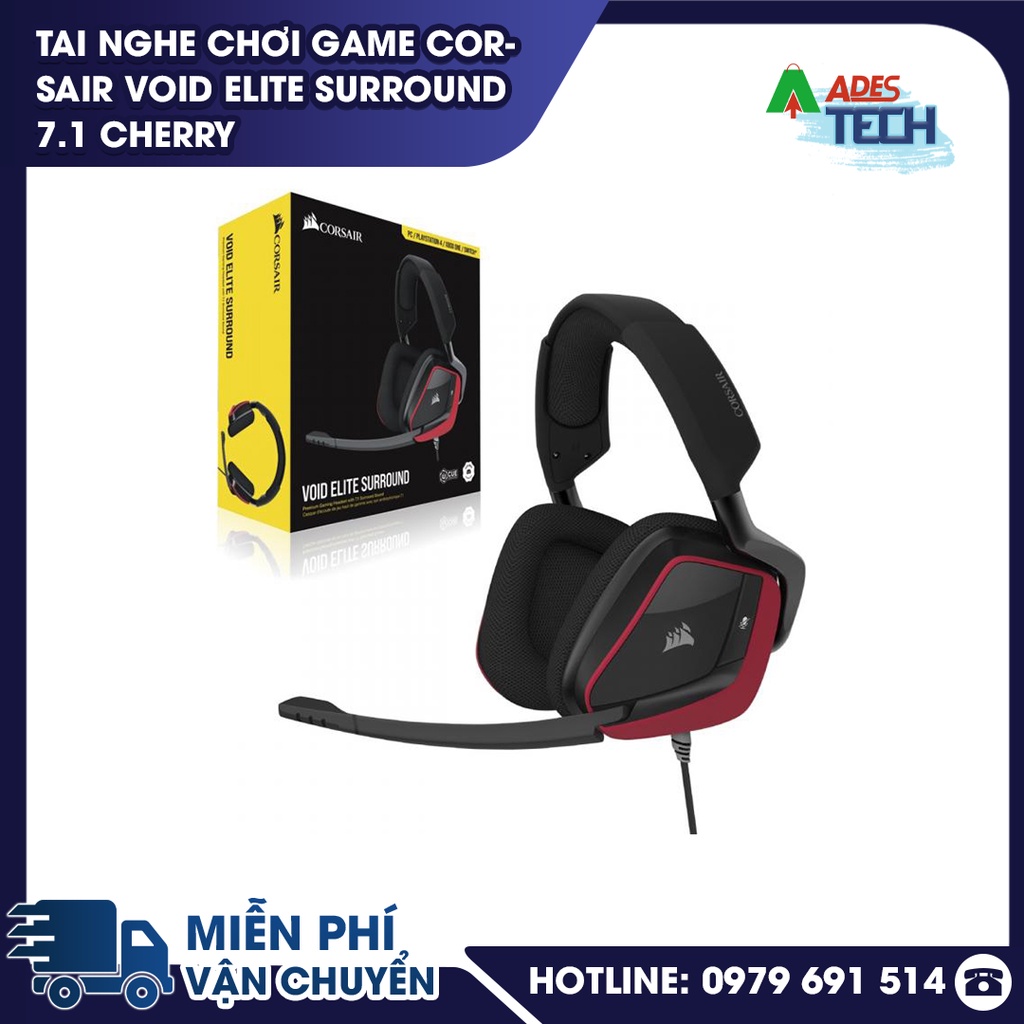 ✔️Tai nghe gaming CORSAIR VOID ELITE Surround 7.1 Carbon / Cherry -Khung kim loại✔️Bảo hành 24 tháng