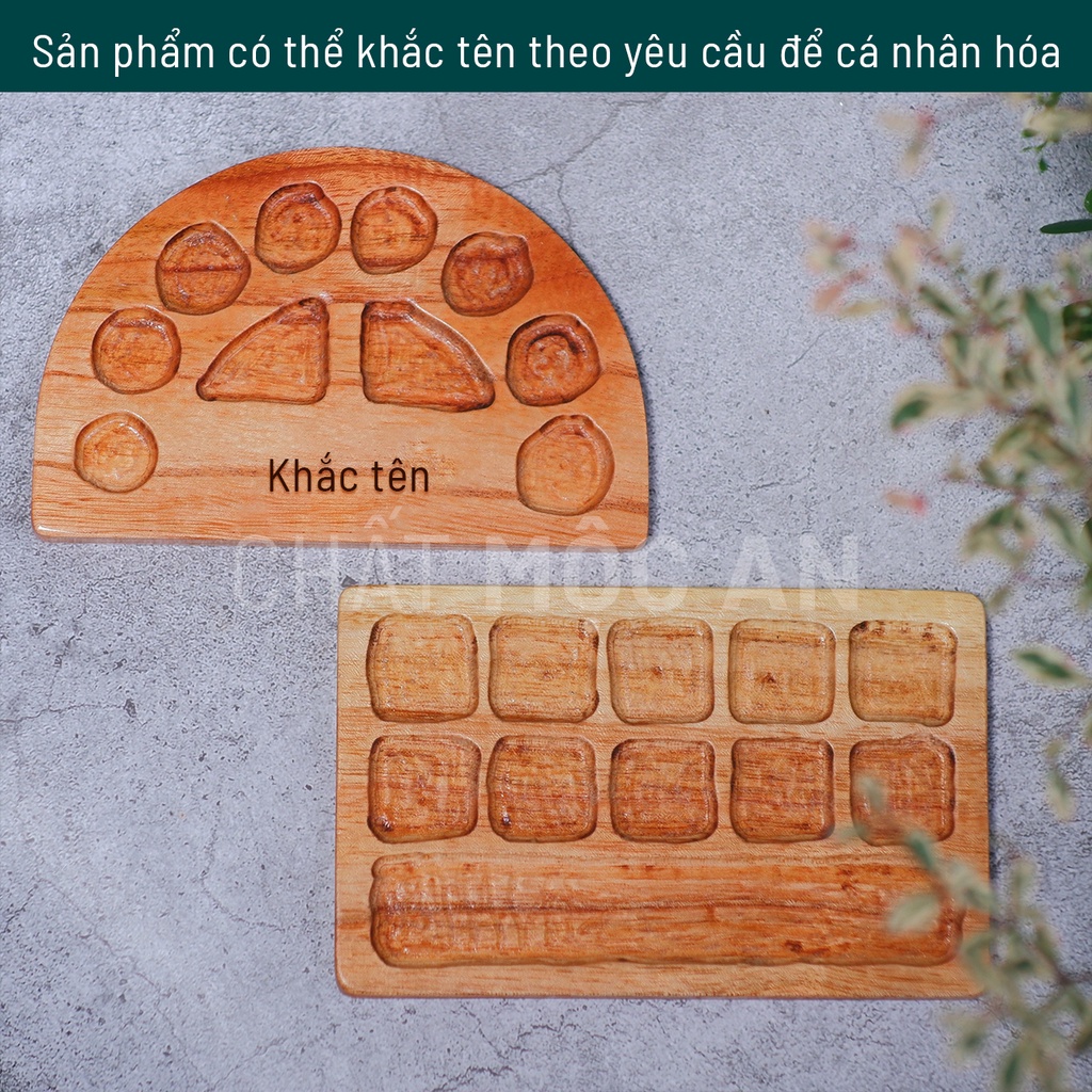 Khay Vẽ Gỗ, Khay Pha Màu Dùng Cho Màu Nước, Màu Acrylic Hàng Thủ Công Bền Đẹp