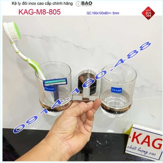 Kệ ly đôi Inox Bảo KAG-M8-805, giá 2 ly bàn chải đánh răng SUS304 dập khuôn cao cấp siêu bền thiết kế tuyệt đẹp tiện dụn