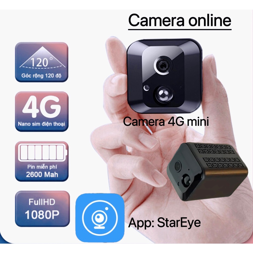 camera 4G FULLHD- 4.0MP dùng sim 4G- TÍCH HỢP PIN không cần wifi, kết nối xem điện thoại - BẢO HÀNH 12 THÁNG