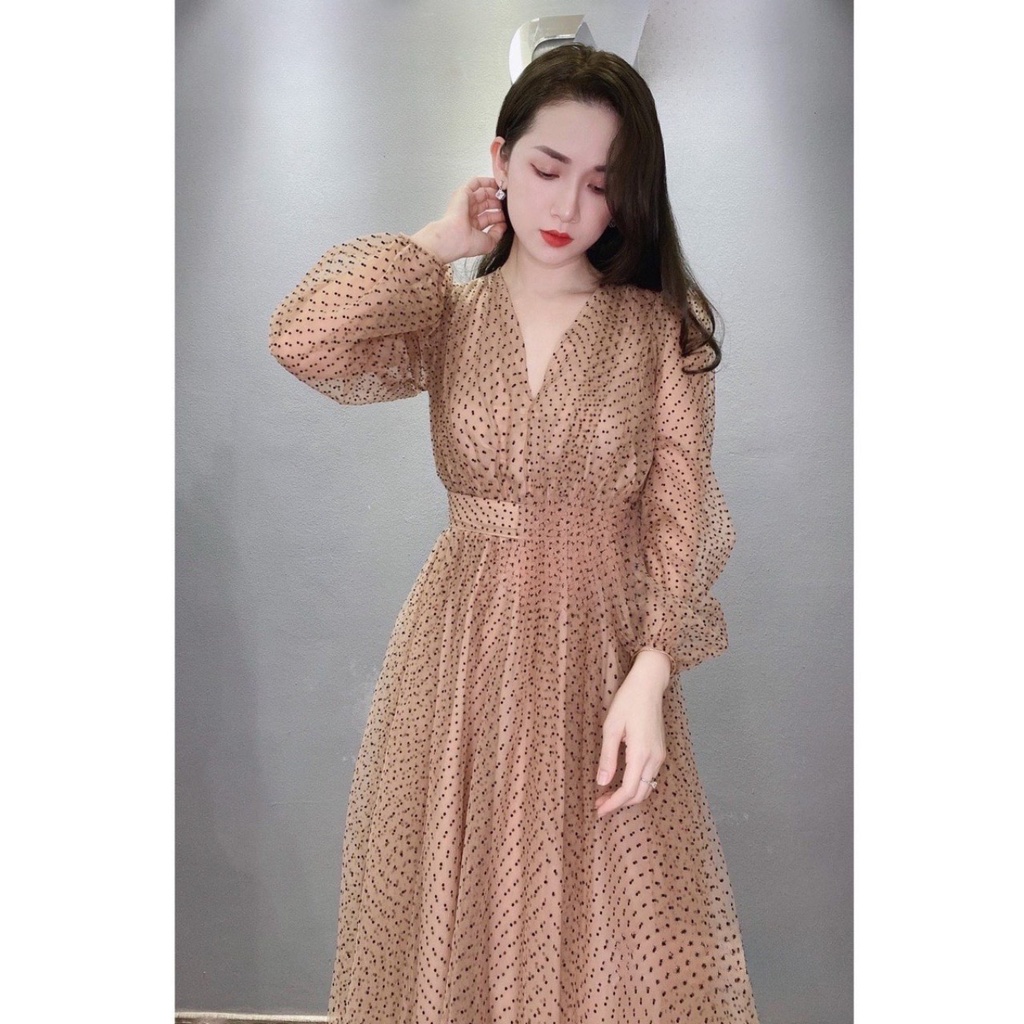 Đầm tiểu thư dáng dài dễ thương, đầm maxi đi chơi với phong cách hàn quốc nhẹ nhàng xinh xắn, chất lưới bi