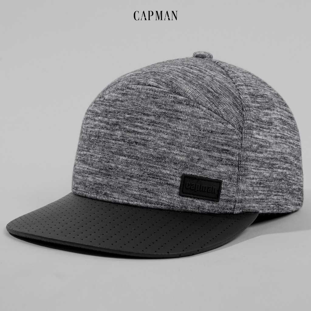 Mũ snapback màu xám đen CAPMAN lưỡi ngang CM25