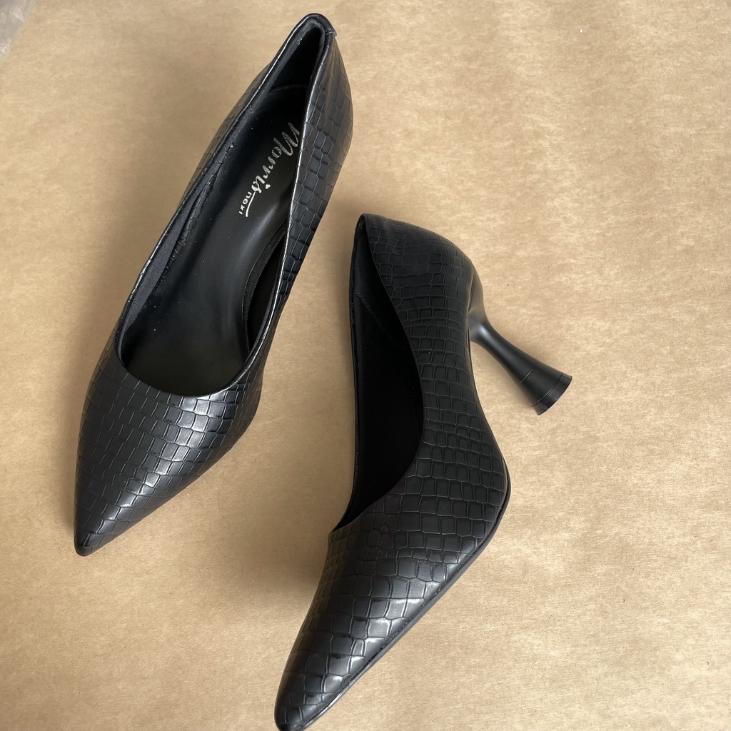Giày cao gót 7cm vân cá sấu siêu sang, hàng xịn chất da mềm êm,