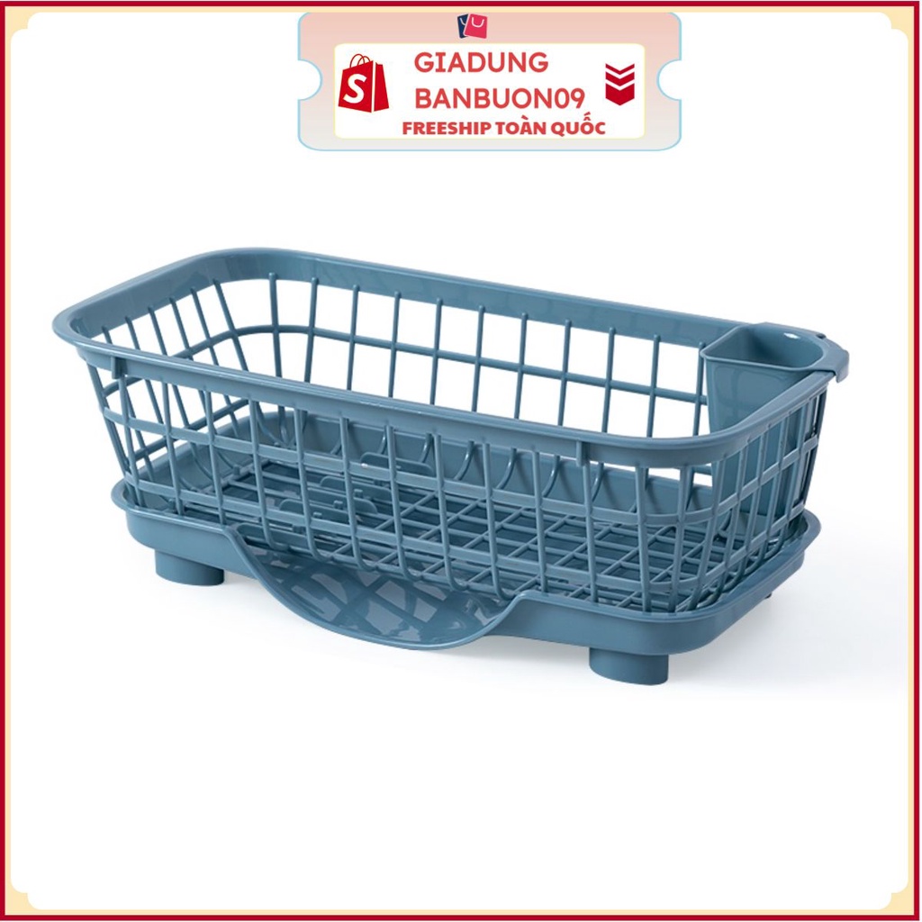 Rổ úp bát đĩa có khay hứng nước và ống cắm đũa T2