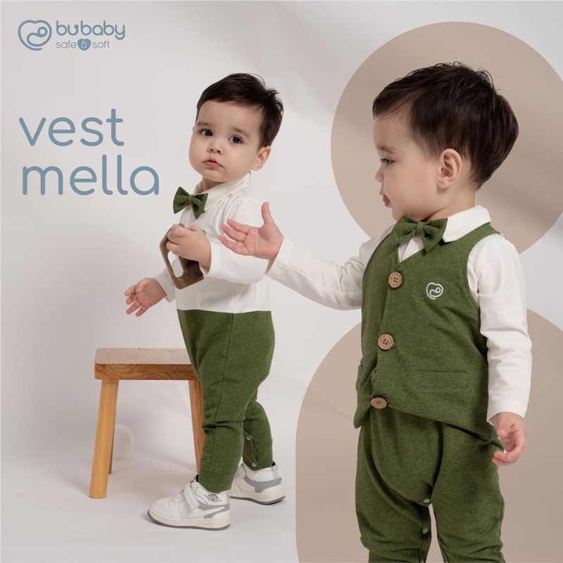 Bubaby: Set body dài tay+vest tặng nơ