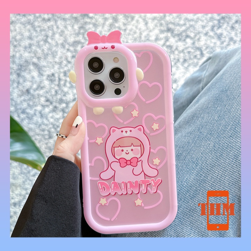 Ốp lưng iphone Con gấu nhỏ bé bé gái phim hoạt hình màu hồng vỏ điện thoại hình quái vật nhỏ Cho Iphone 6 / 6S / 6splus / se / 7 / 7plus / 8 / 8plus / X / xs / xsmax / 11 / 12 / 13 / 14 / Plus / pro / pro max-6002