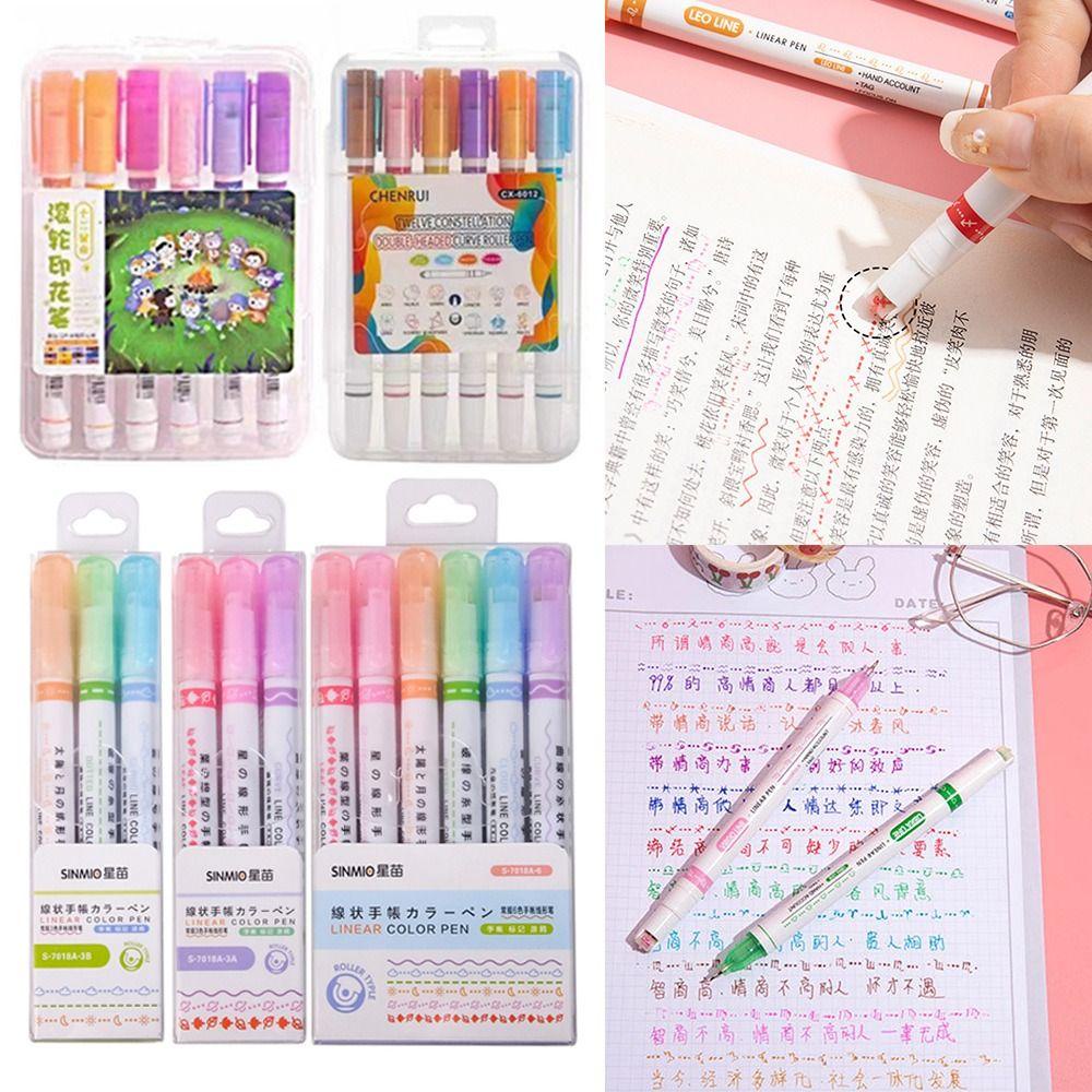 Set 3 / 6 / 12 Bút Bắt Sáng Dạng Cong Họa Tiết Hoa Graffiti Giáng Sinh Màu Sắc