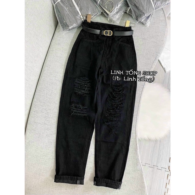 Baggy Jeans Loan Màu Rách Nhiều