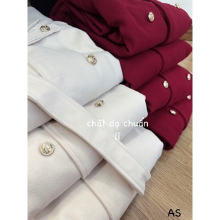 Áo dạ dáng dài 2 màu đỏ, be