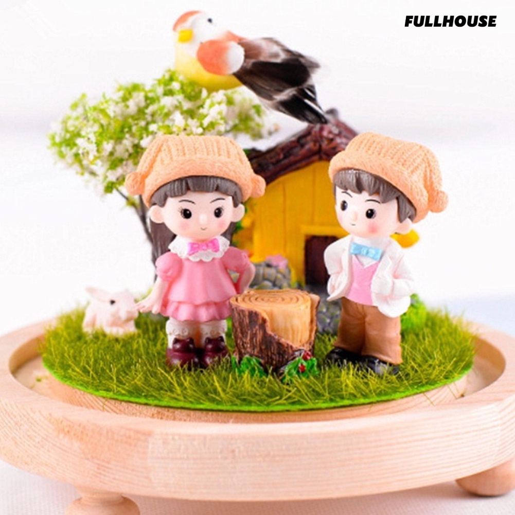 ✿Set 2 Tượng Bé Trai Bé Gái Mini Dễ Thương Dùng Để Trang Trí