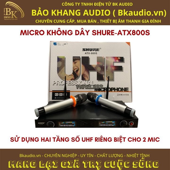 Micro không dây SHURE -ATX.800S , Micro dùng cho karaoke , trợ giảng thuyết trình.... SP mang thương hiệu USA .