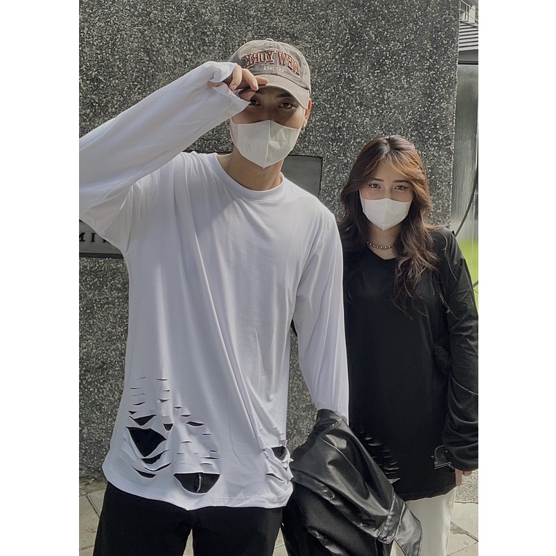 Áo thun rách - mix  trong cùng Hoodie - Bomber - Sweater