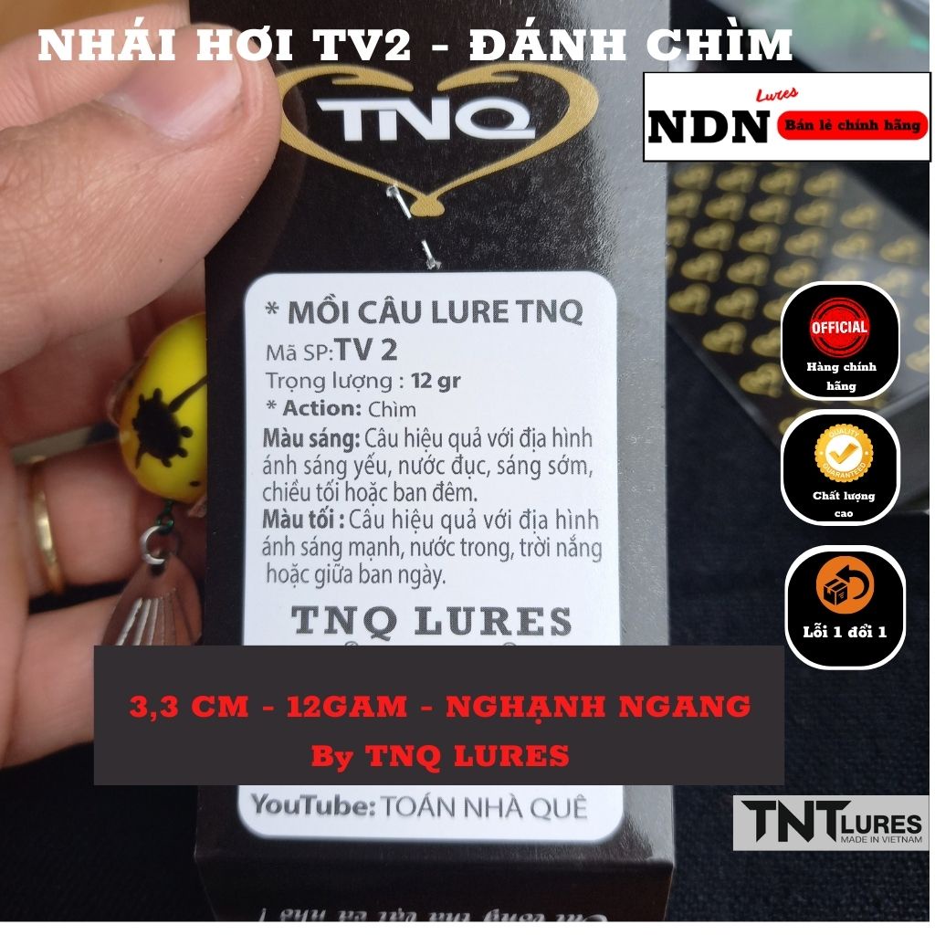 Mồi lure NHÁI HƠI TV2, TV1 TNQ, mồi giả câu cá lóc 3.3cm-12gam-action CHÌM/ 7 gam NỔI