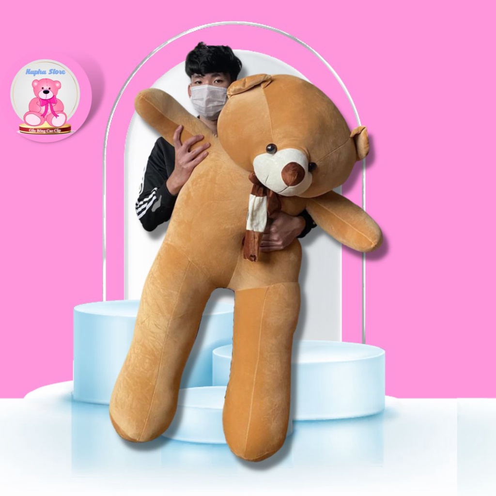 Gấu Bông Teddy Khăn, Gối Ôm Hình Thú Nhồi Bông Cho Bé, Quà Tặng Đáng Yêu, Vải Nhung Hàn Quốc Size 1m-1m3