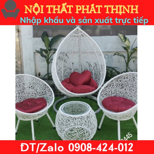 Bộ bàn ghế xích đu sân vườn , ban công giả mây