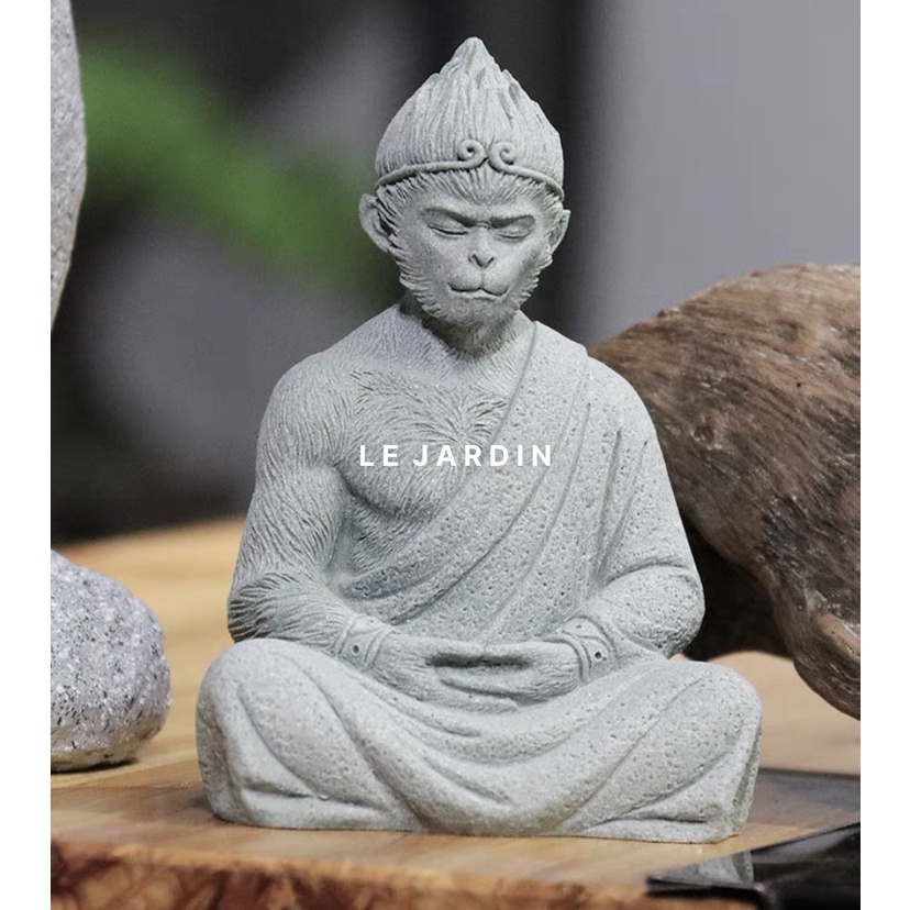 Tượng Tôn Ngộ Không Ngồi Thiền Bằng Đá Sa Thạch , Đấu Chiến Thắng Phật , Tề Thiên Đại Thánh Trang Trí Tiểu Cảnh