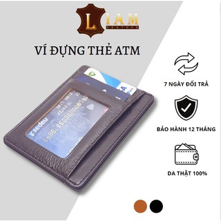 Ví đựng thẻ atm nam LIAM Leather, ví đựng thẻ mini da bò thật 8 ngăn nhỏ gọn VT001