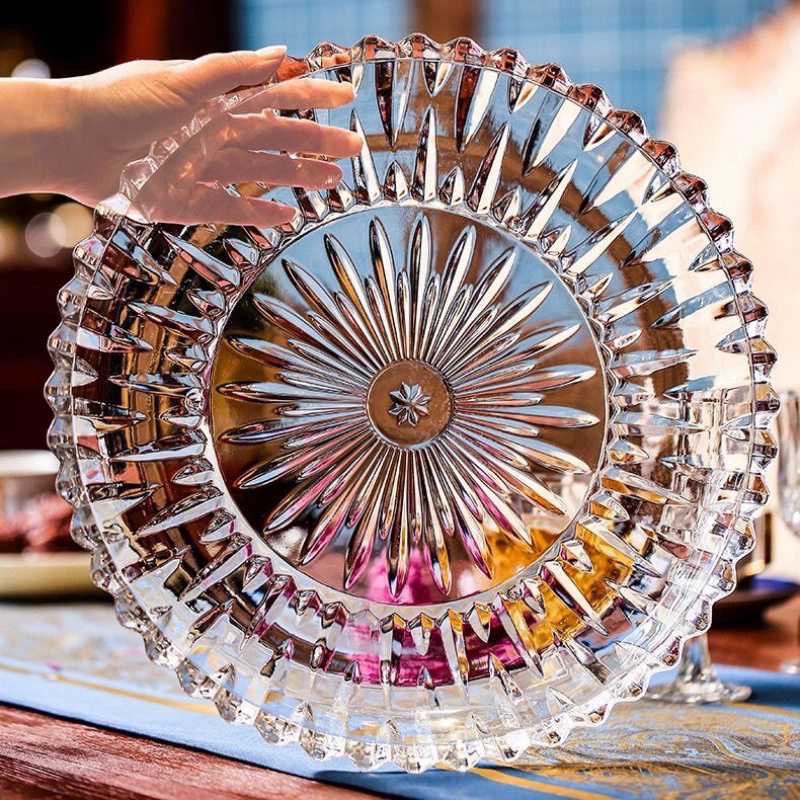 Khay đĩa thủy tinh tròn trắng 30cm