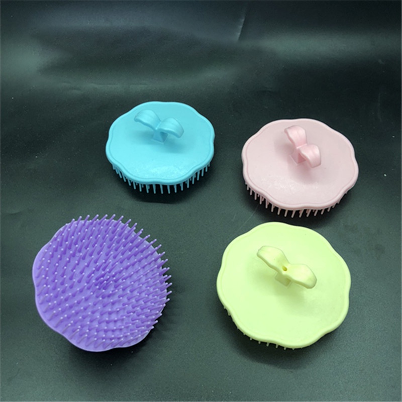 Lược gội chải tóc hình hoa sóng tròn nhựa mềm nhiều màu đơn giản LUOC03