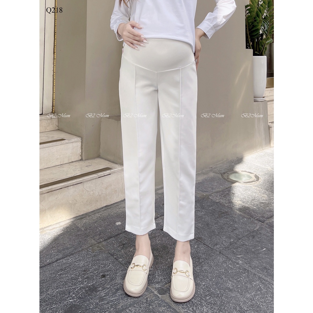 Quần bầu thiết kế dáng xuông công sở chuẩn form bầu mí gân Q218 B2 MUM