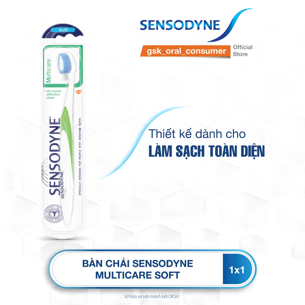 Bộ 3 Kem Đánh Răng giúp giảm ê buốt SENSODYNE Fresh Mint 160g/tuýp / 03Bàn chải đánh răng  Sensodyne Multi Care Soft