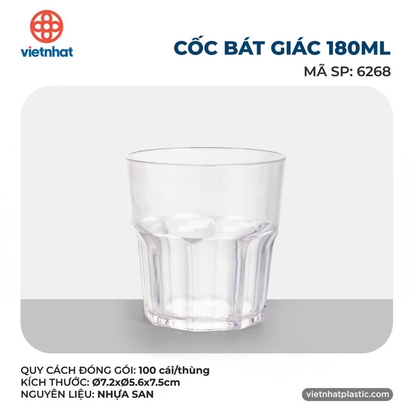 Cốc nhựa meka giả thuỷ tinh trong suốt, cốc uống trà đa Việt Nhật 6268, 6269 | BigBuy360 - bigbuy360.vn