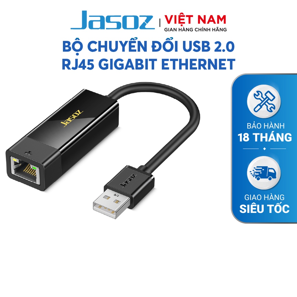 Bộ Chuyển Đổi Mạng USB 2.0 Sang RJ45 Gigabit Ethernet RJ45 JASOZ F102 - Hàng chính hãng - Bảo hành 18 tháng