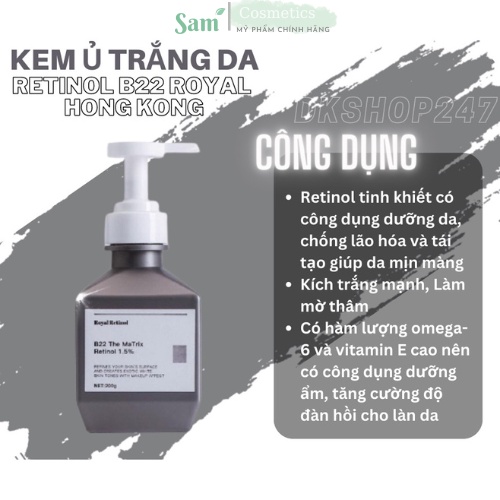 Kem ủ trắng Body Royal Retinol B22 The MaTrix 200g, Retinol 15%, cấp ẩm, dưỡng trắng da, ngăn ngừa lão hoá | BigBuy360 - bigbuy360.vn