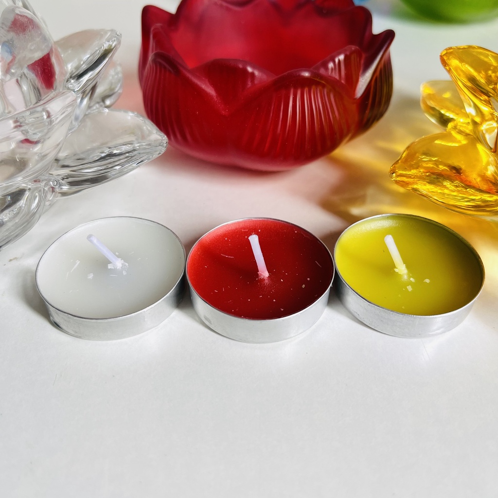 Nến bơ Tealight đốt nhiều màu trang trí sinh nhật, đám cưới không gây khói, không mùi