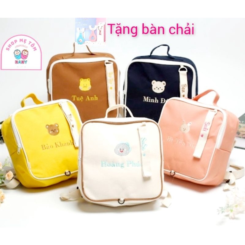 Balo thêu tên cho bé phong cách Hàn Quốc (kích thước 25x25x10cm)