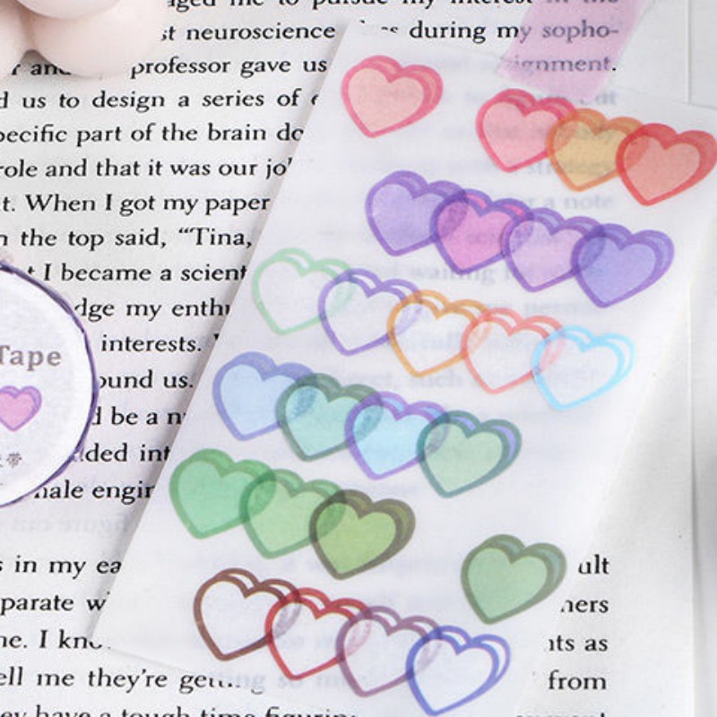 Cuộn 100 Miếng Dán Hình Trái Tim Trang Trí Sổ Tay DIY