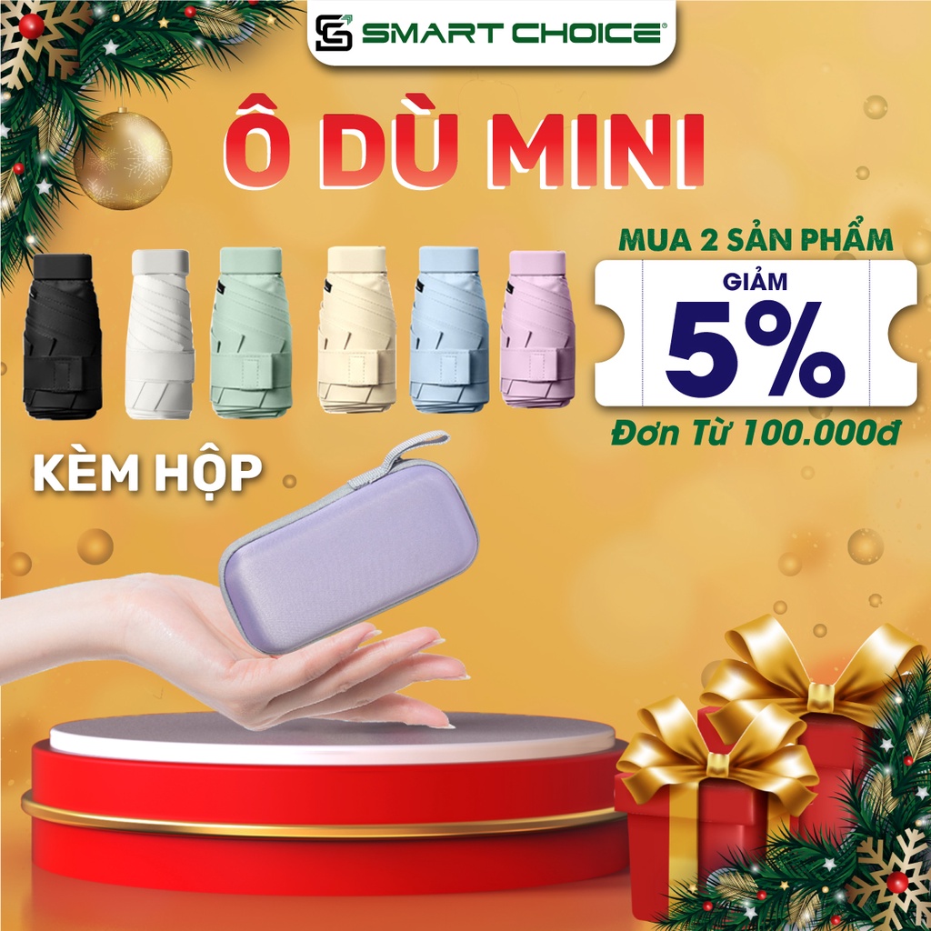 Ô dù che mưa SMARTCHOICE - Ô gấp gọn cao cấp có hộp đựng thời trang - Ô dù che nắng chống tia UV