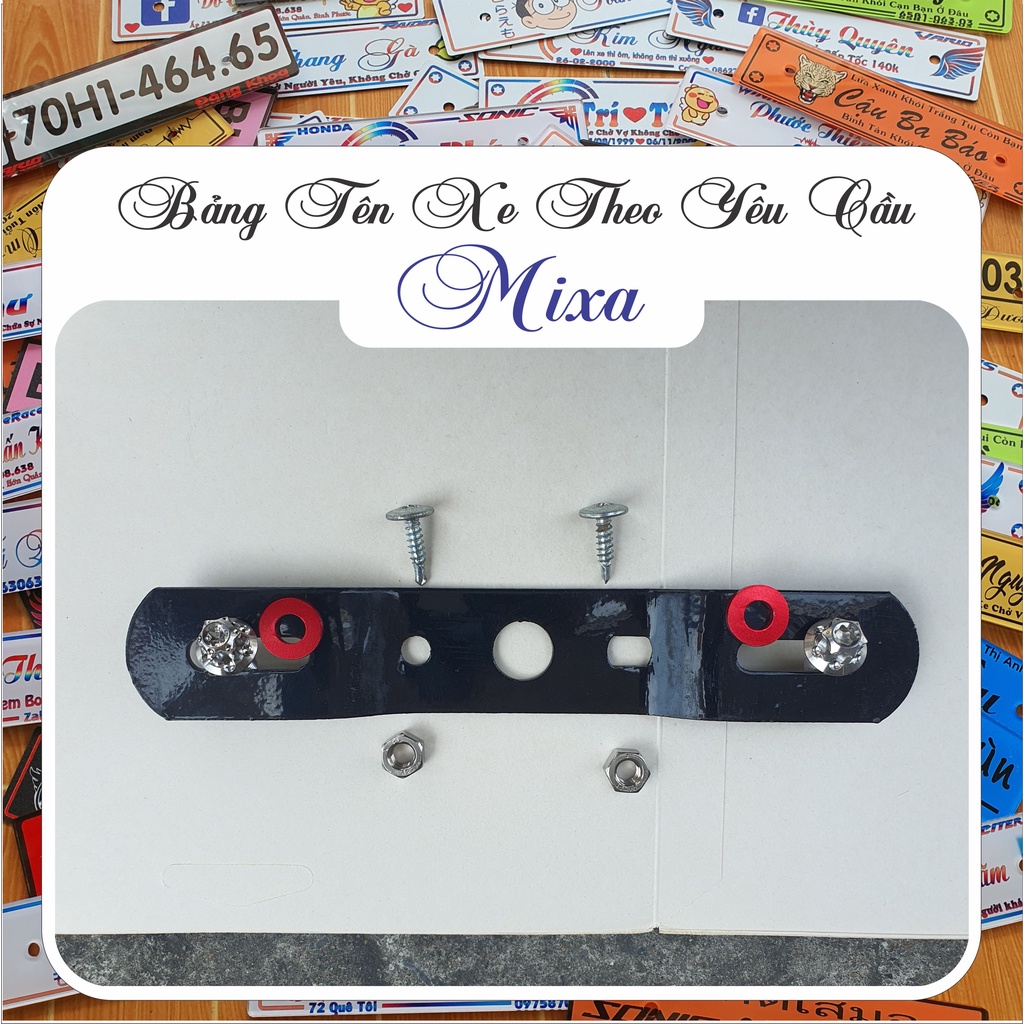 Bảng tên xe máy Inox 304 không gỉ tặng kèm ốc titan+bass gắn